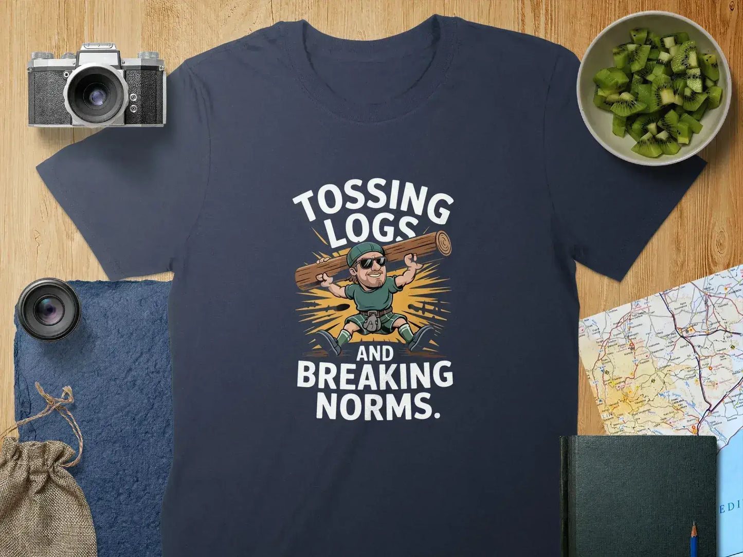 Tossing Logs and Breaking Norms Funny T-shirt product