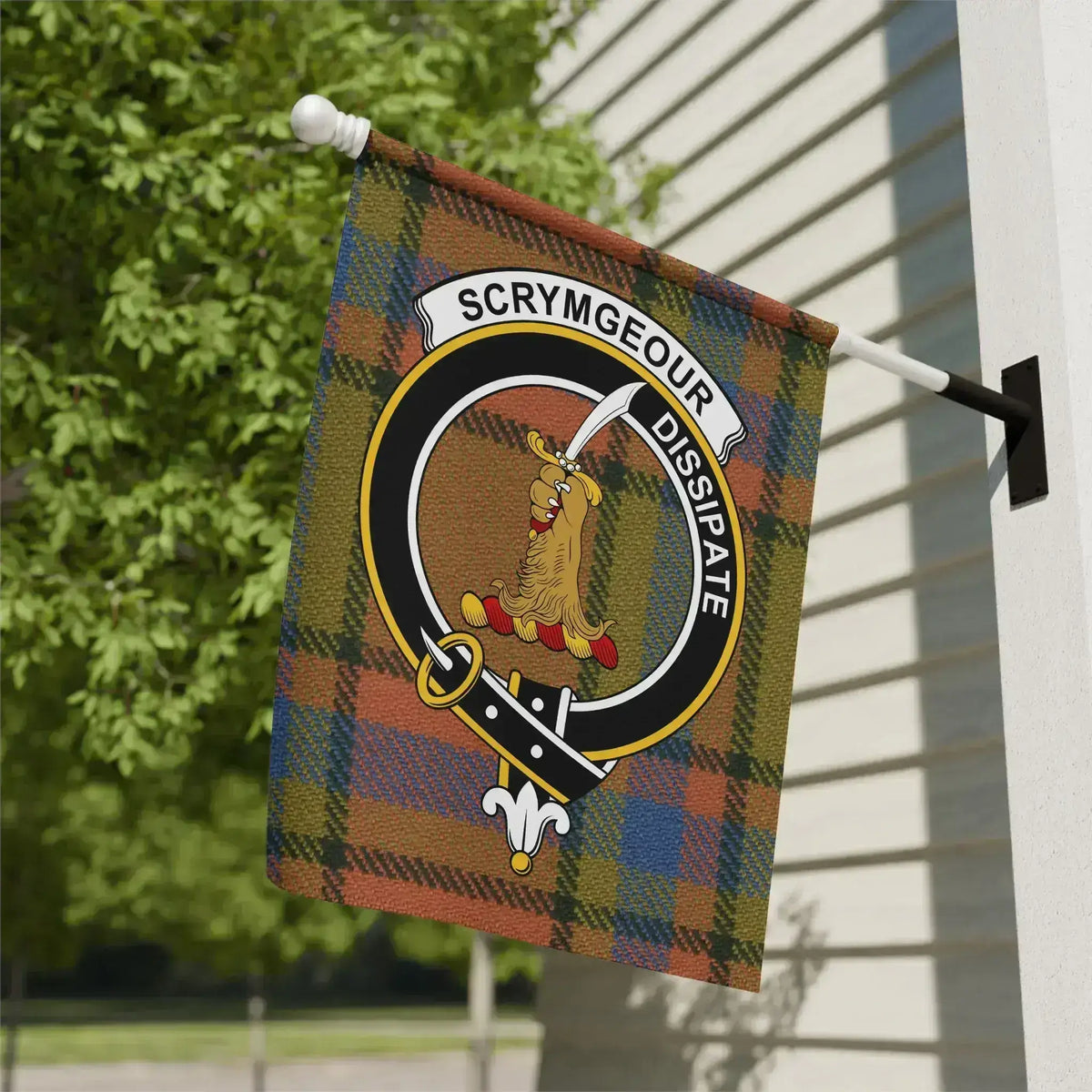 Scrymgeour Dissipate Crest Plaid Design Flag