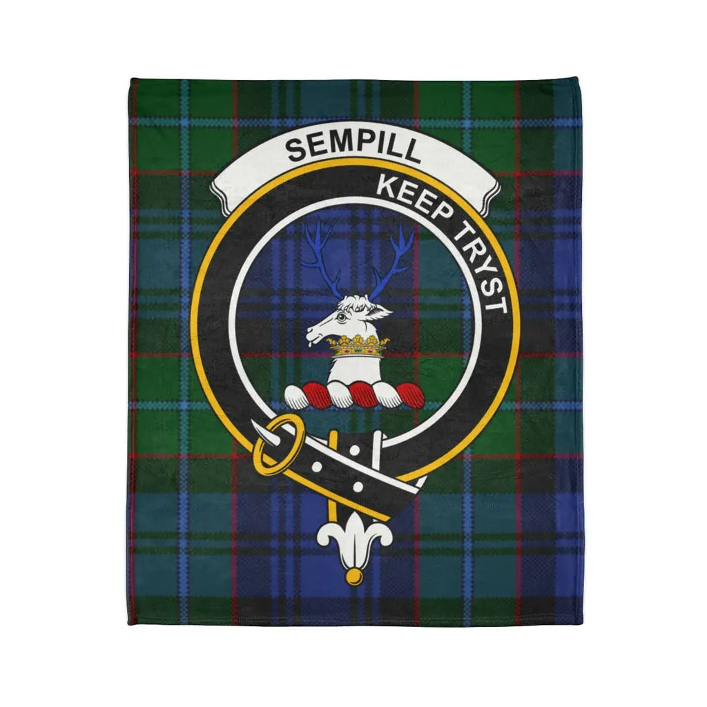 Sempill Keep Tryst Clan Crest Tartan Blanket