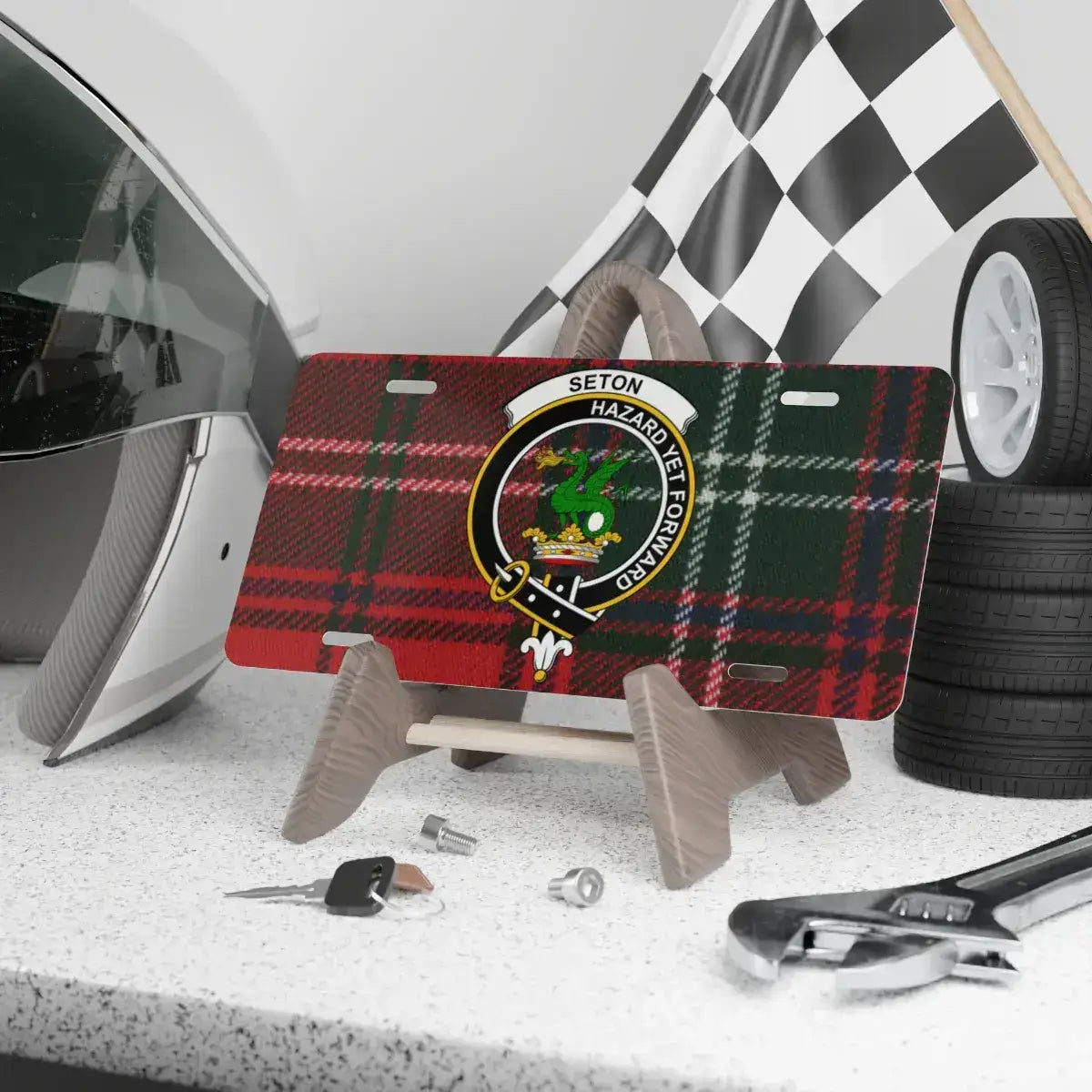 Seton Family Tartan Racing Car License Plate product
