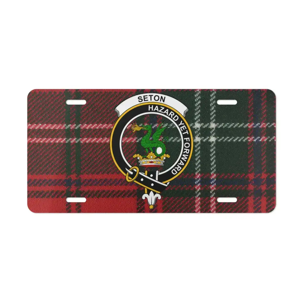 Hazard Yet Forward Plaid License Plate product