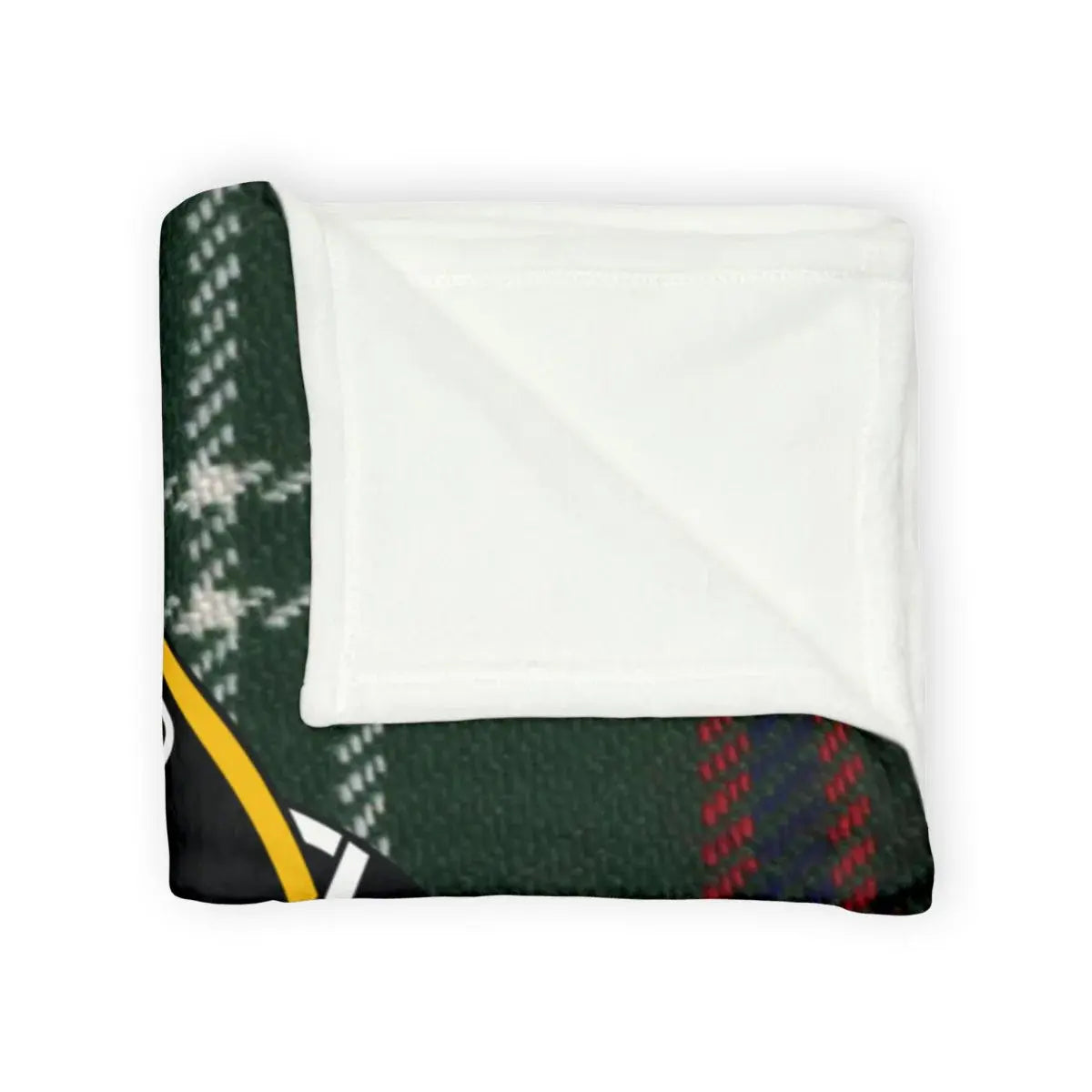Clan Seton red and green plaid tartan throw blanket — soft polyester with dragon crest print