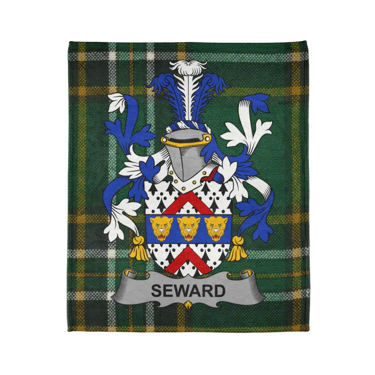 Seward Family Crest Coat of Arms Tartan Blanket