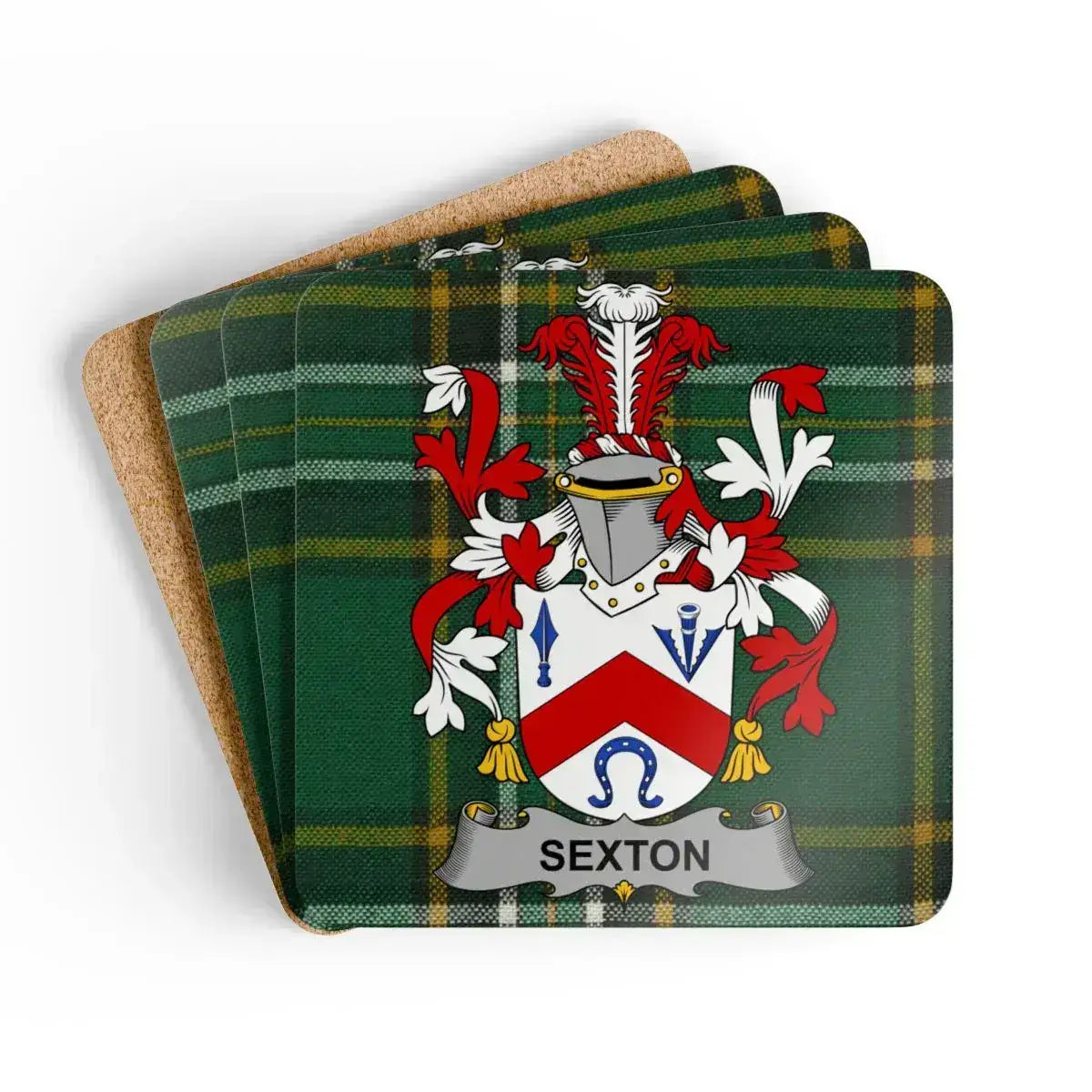 Custom Family Crest Sexton Design Coasters product