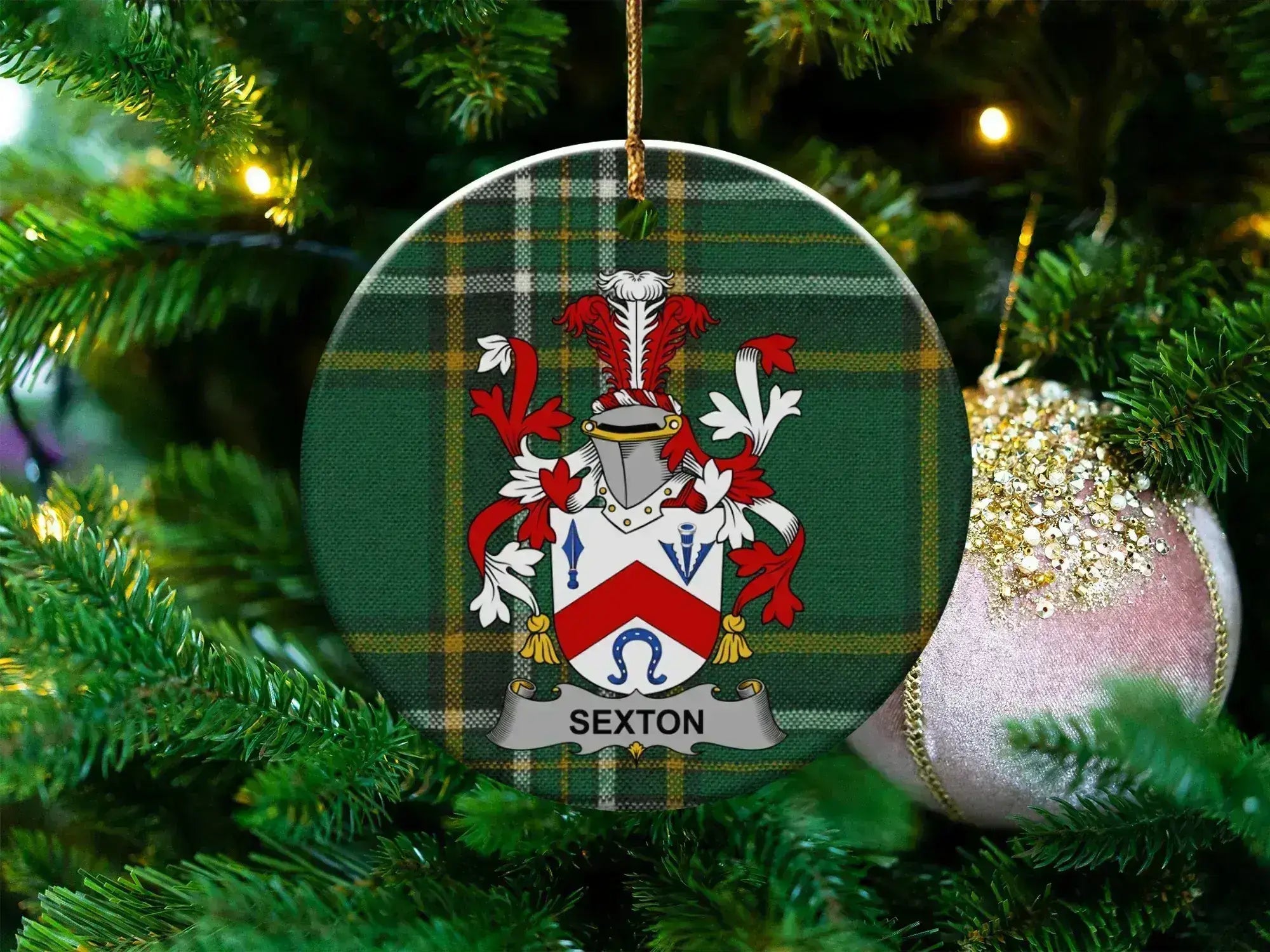 Scottish Tartan Family Crest Christmas Ornament product type
