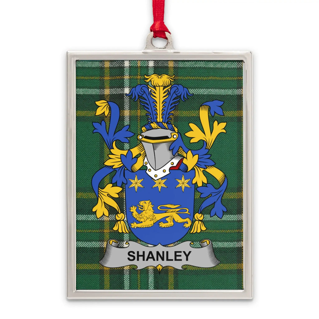 Shanley Family Crest Plaid Background Ornament product type