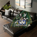 Green Plaid Family Crest Tartan Blanket with Name