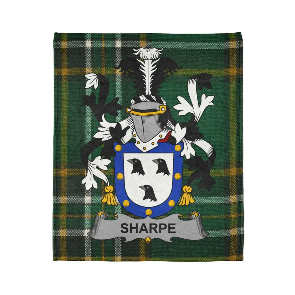 Sharpe Family Crest Tartan Plaid Decorative Blanket