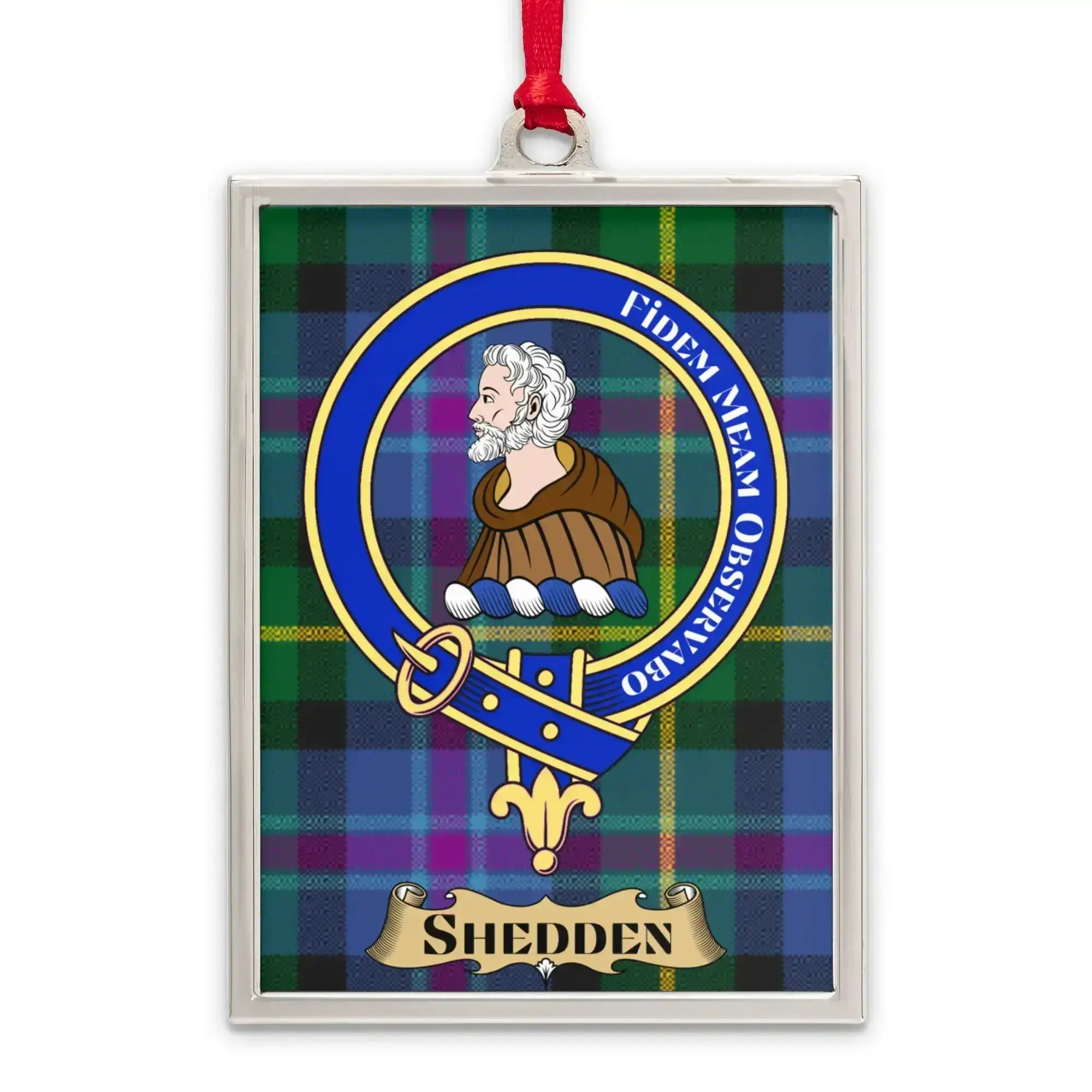 Shedden Family Crest Blue Tartan Plaid Ornament product