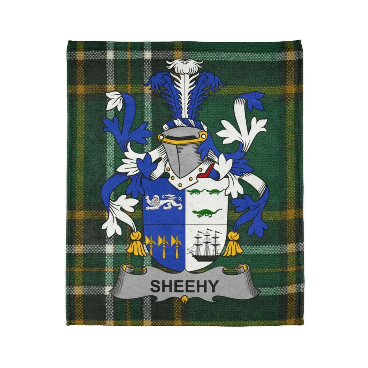 Sheehy Family Crest and Tartan Design Blanket