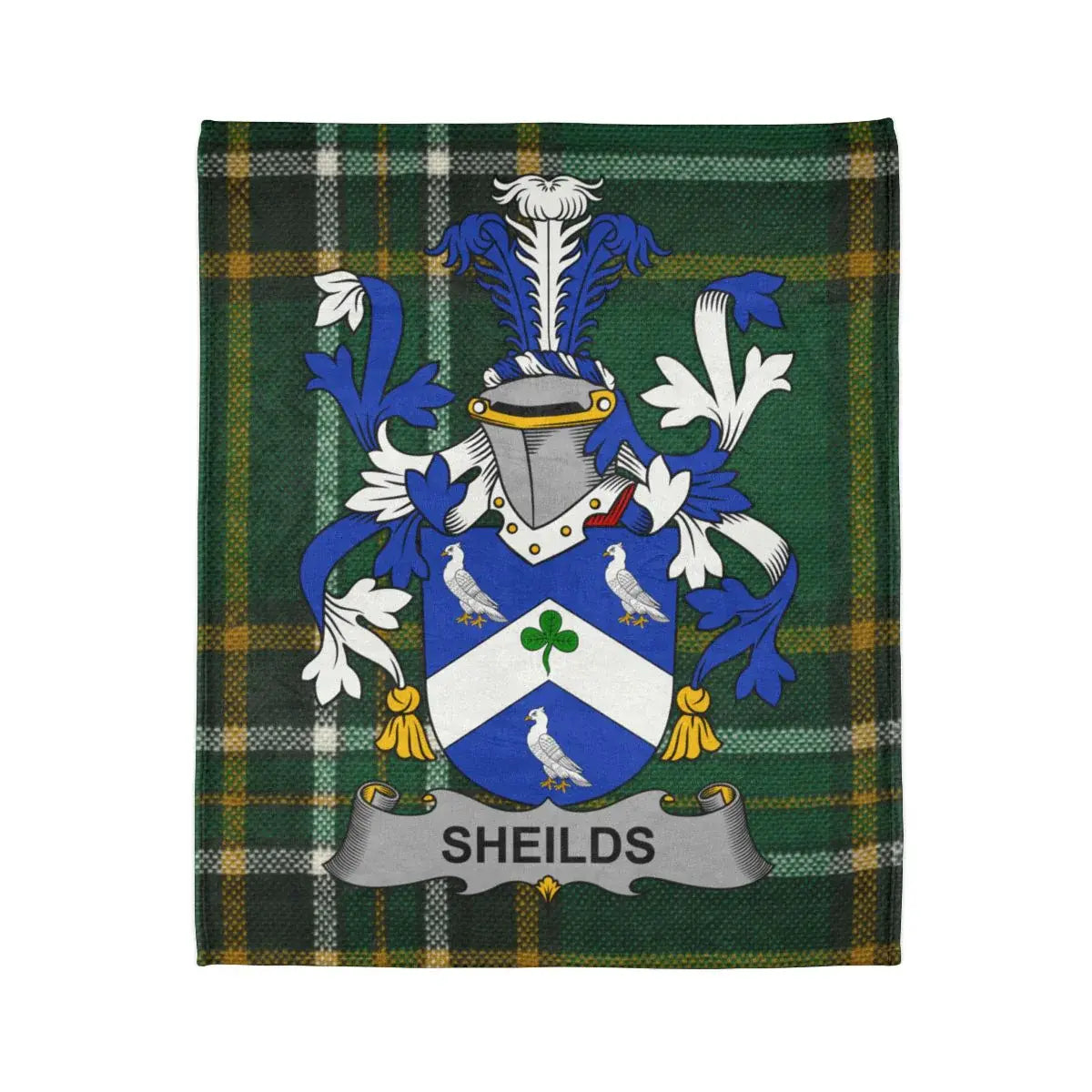 Sheilds Family Crest Green Tartan Blanket Product