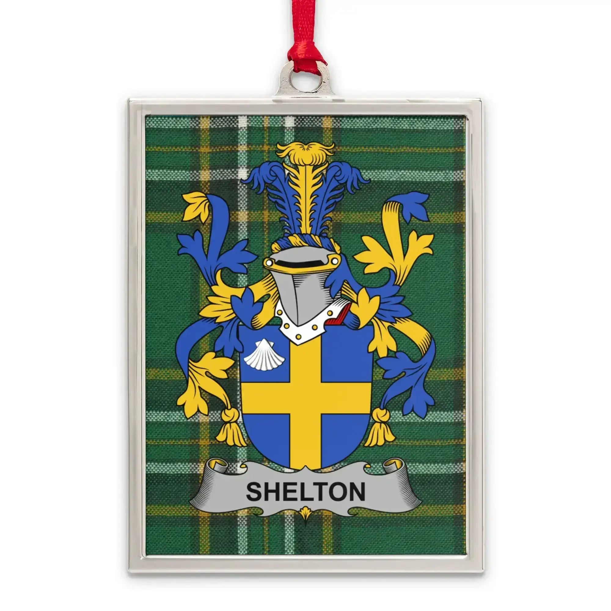 Shelton Family Crest Green Plaid Tapestry product
