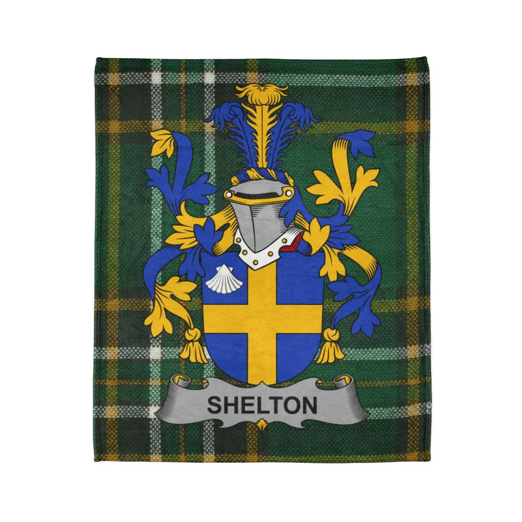 Shelton Family Crest Tartan Design Blanket