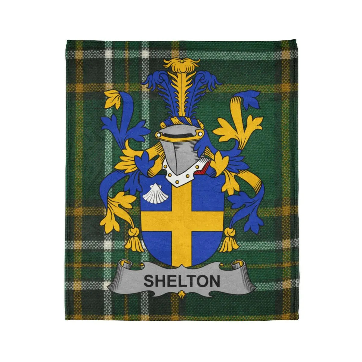 Shelton Family Crest Tartan Design Blanket