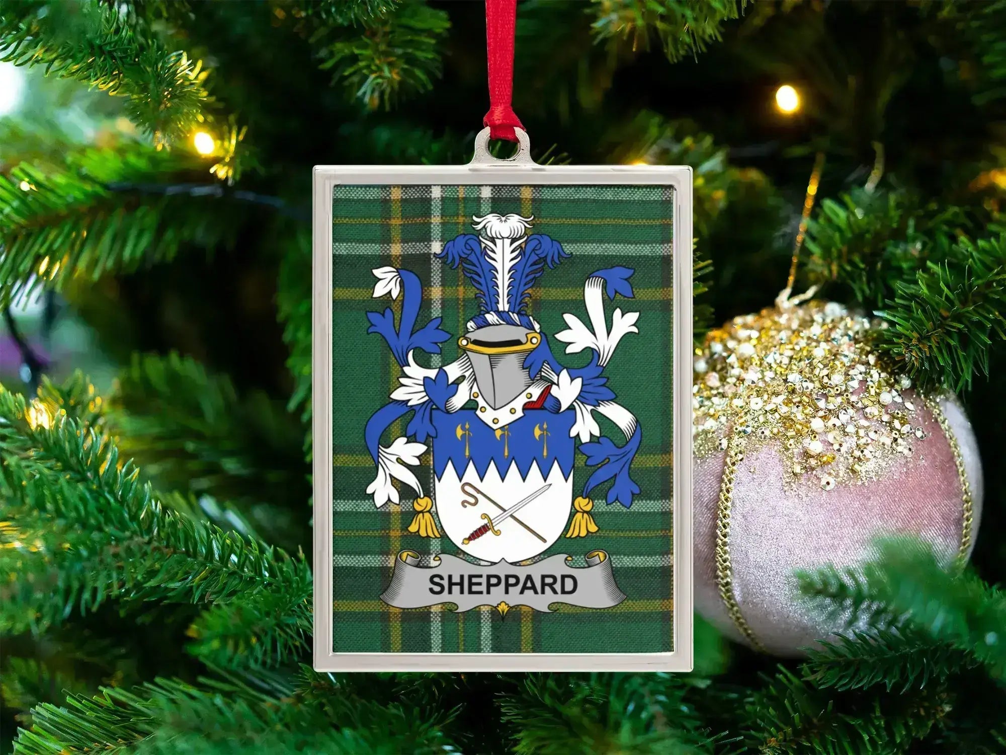 Family Crest Hanging Christmas Tree Ornament product