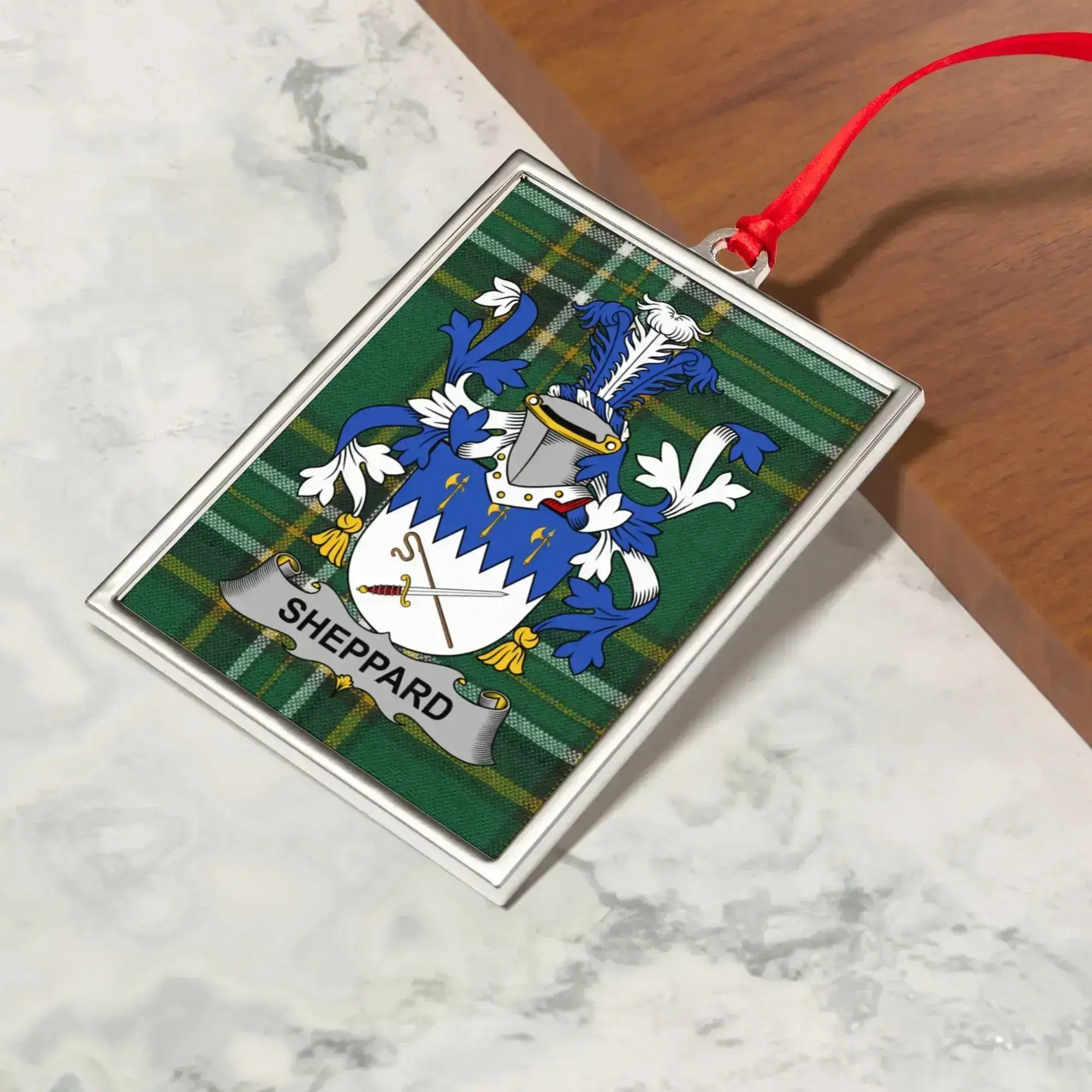 Sheppard Family Crest Plaid Design Ornament product