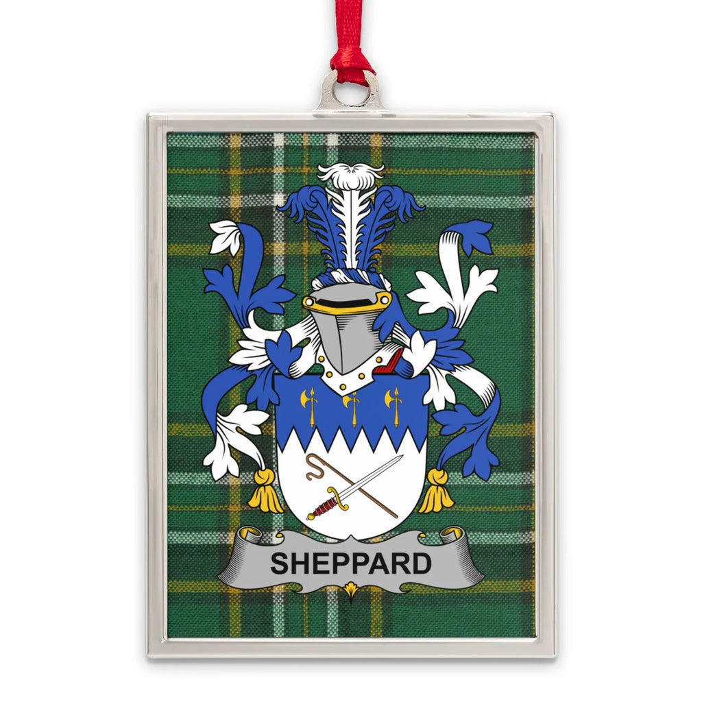 Sheppard Family Crest Plaid Background Ornament product