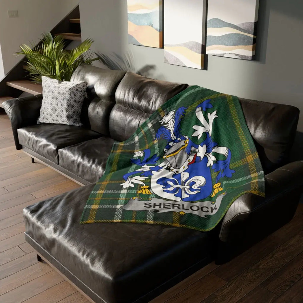 Personalized Sherlock Family Crest Plaid Throw Blanket
