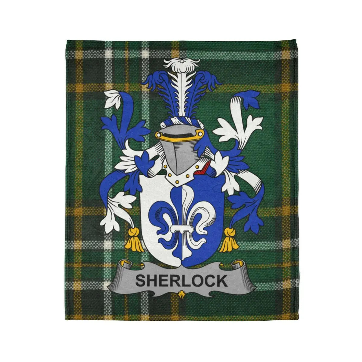 Sherlock Coat of Arms and Plaid Pattern Blanket