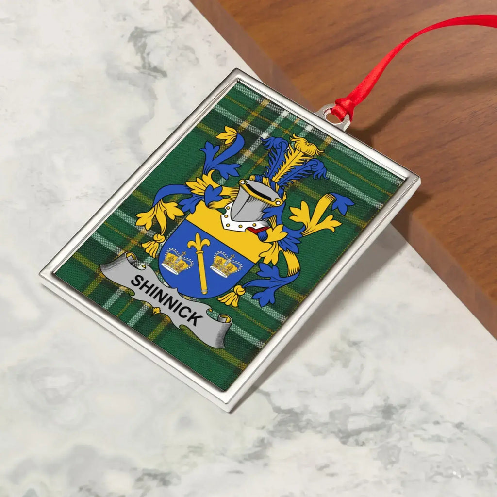 Shinnick Family Crest Plaid Ornament product