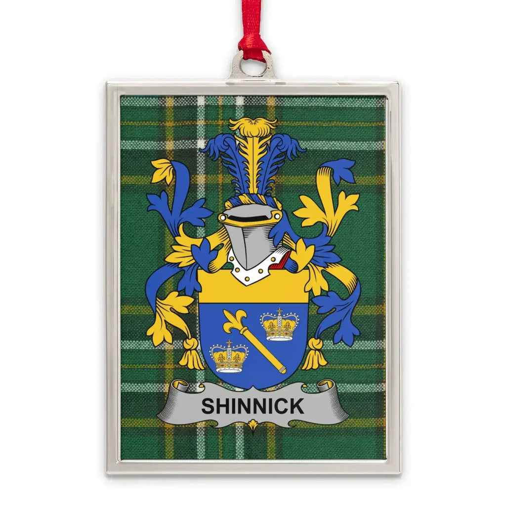Shinnick Family Crest Plaid Pattern Custom Ornament product