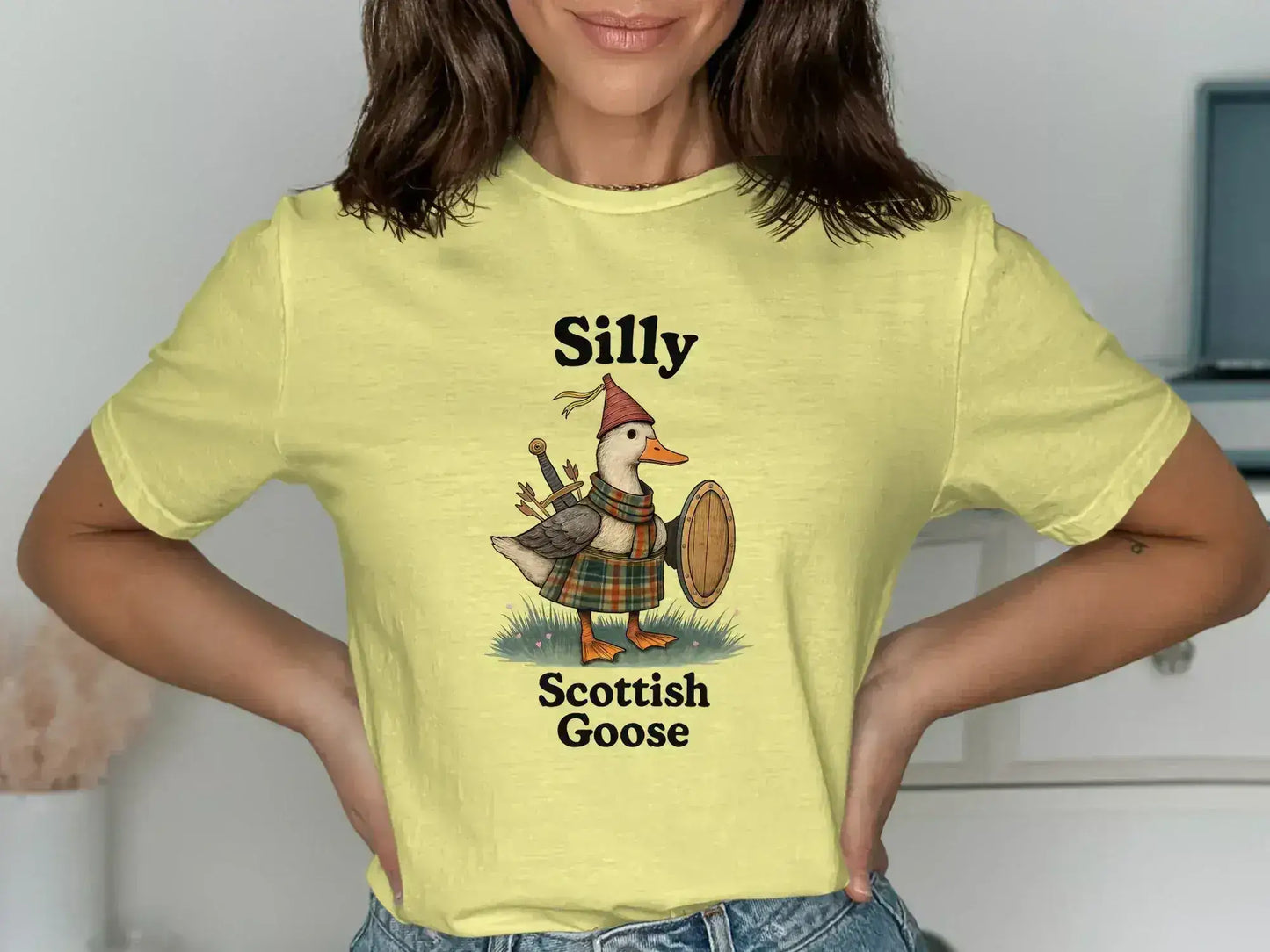 Silly Scottish Goose Printed Yellow T-shirt product type