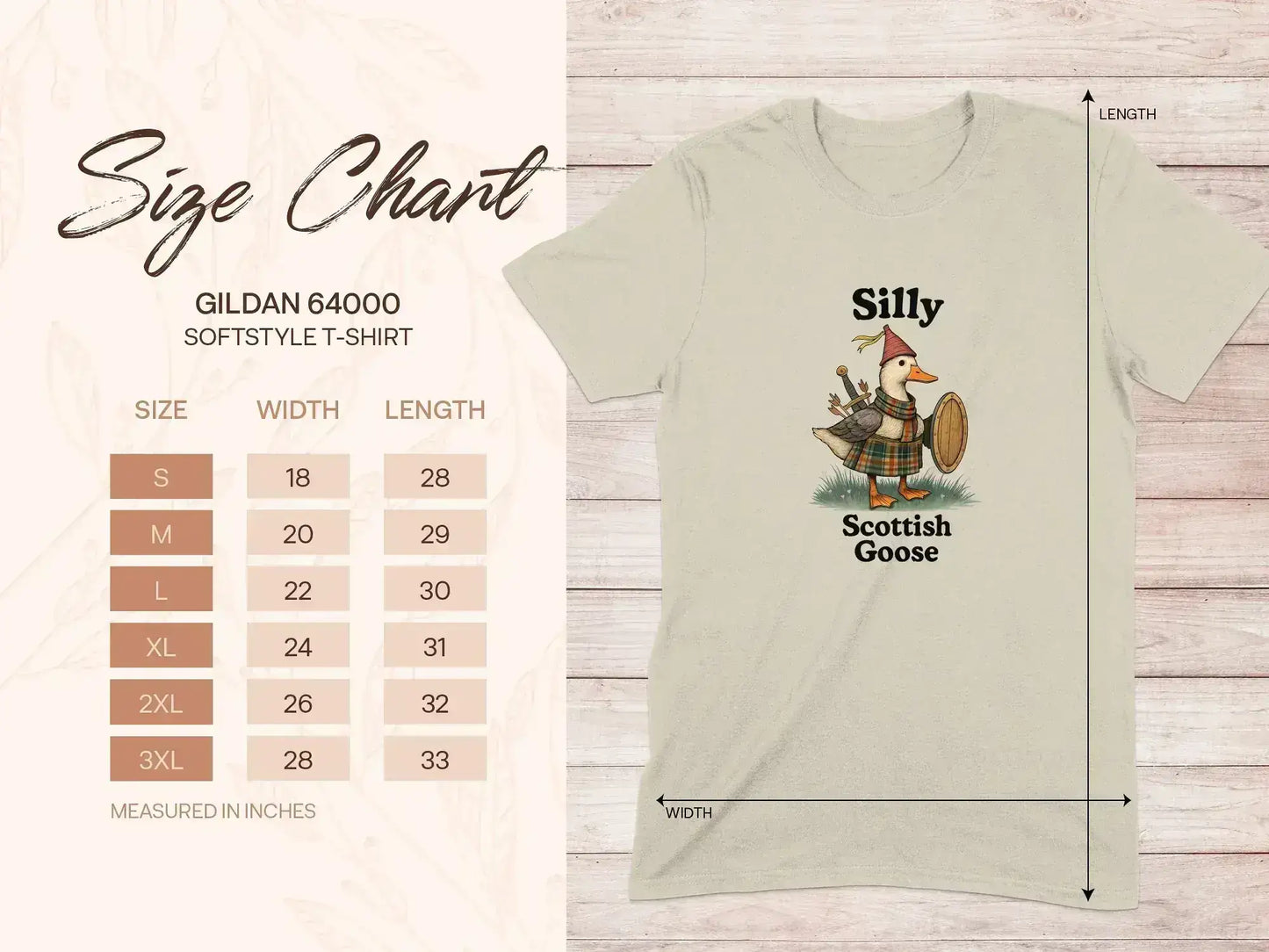 Silly Scottish Goose graphic on softstyle t-shirt product type