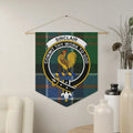Clan Sinclair crest tartan pennant — 18x21 inch polyester twill with wooden dowel