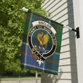 Clan Sinclair tartan garden flag — 12x18 inch, poly canvas with rooster crest and plaid