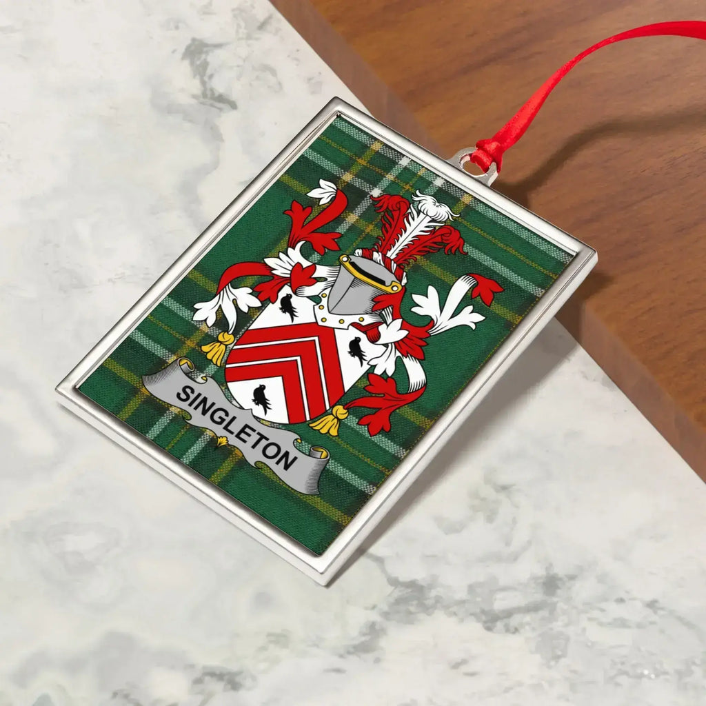Singleton Family Crest Plaid Background Ornament product