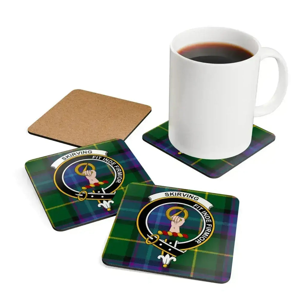 Skirving Family Crest Tartan Design Coaster Set product