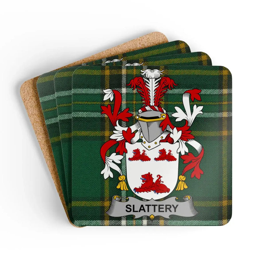 Slattery Family Crest Plaid Personalized Coaster product type