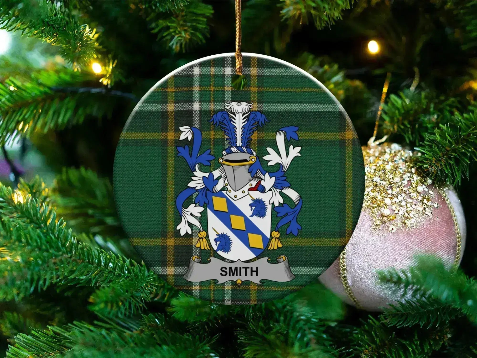 Family Crest Plaid Pattern Christmas Ornament