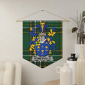 Somerville Irish family crest wall pennant — crest on the Irish national tartan