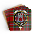 Clan Spalding nobile servitium plaid coaster — glossy print on natural cork, 3.75 inch square