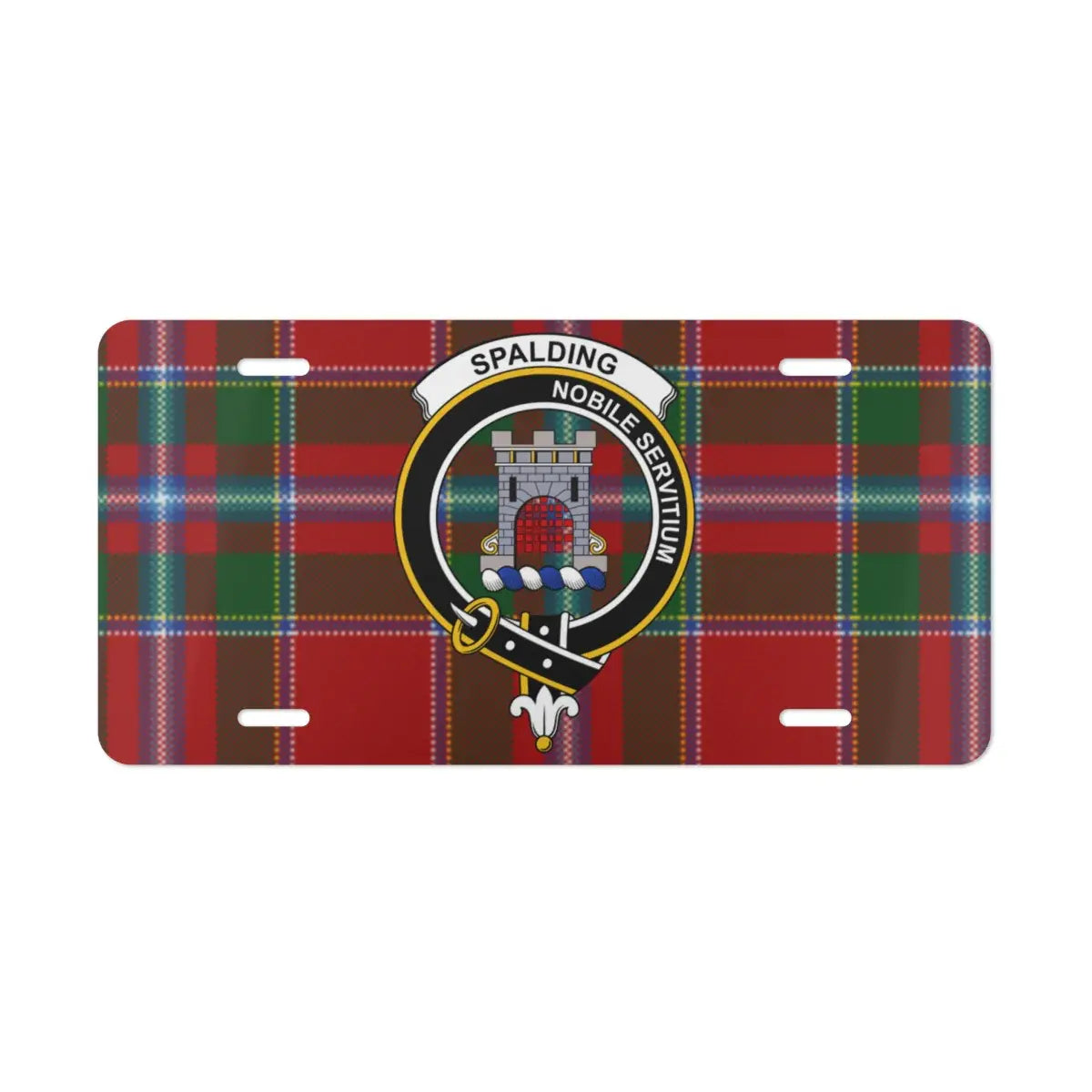 Spalding nobile servitium tartan novelty license plate — unique clan crest design