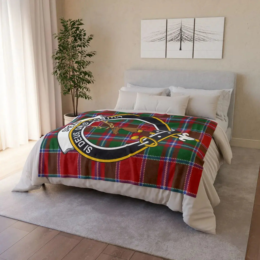Clan Spens red and green tartan pattern cozy blanket — 50x60 inch