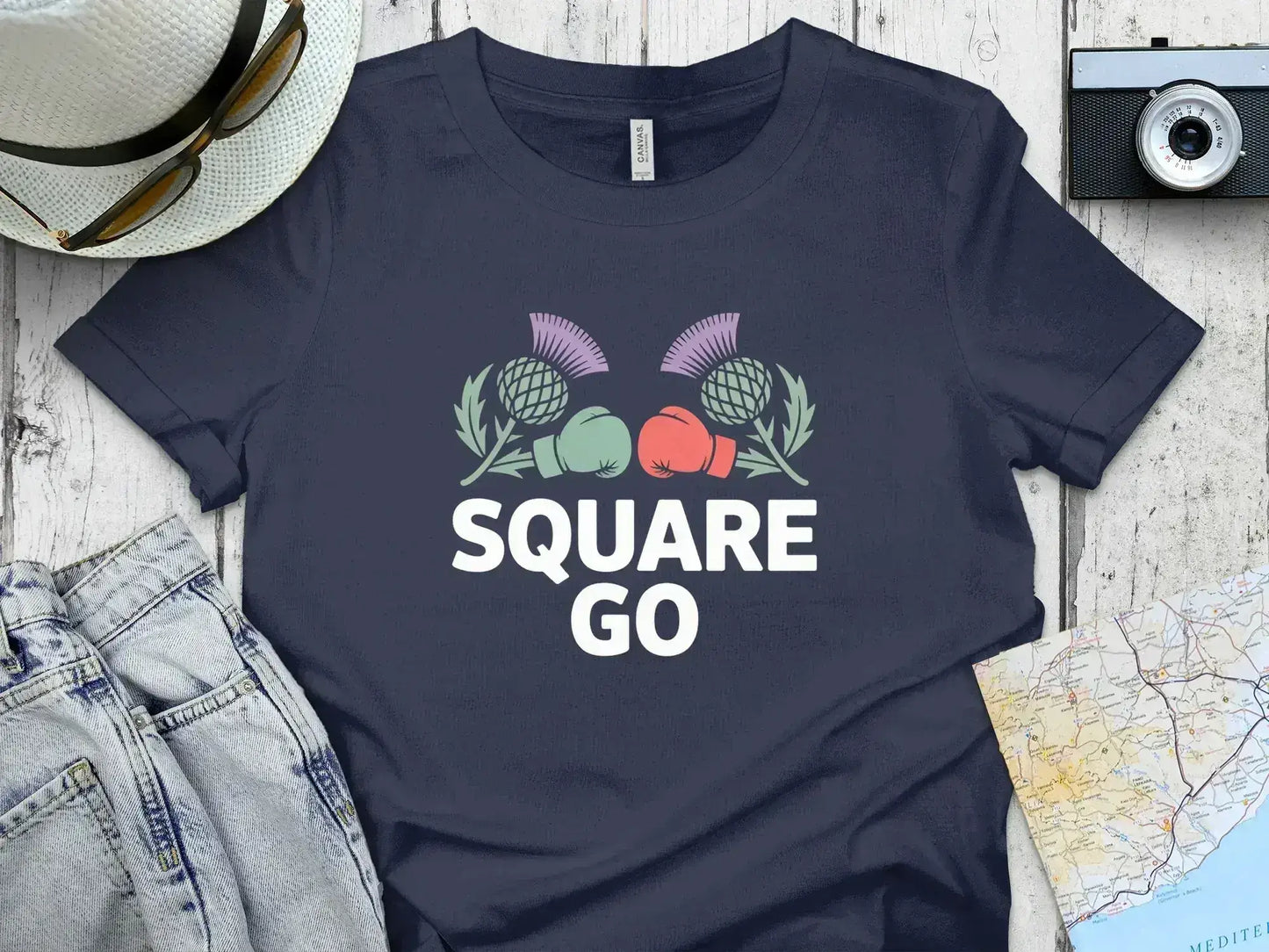 Square Go Design with Boxing Gloves and Thistles product type