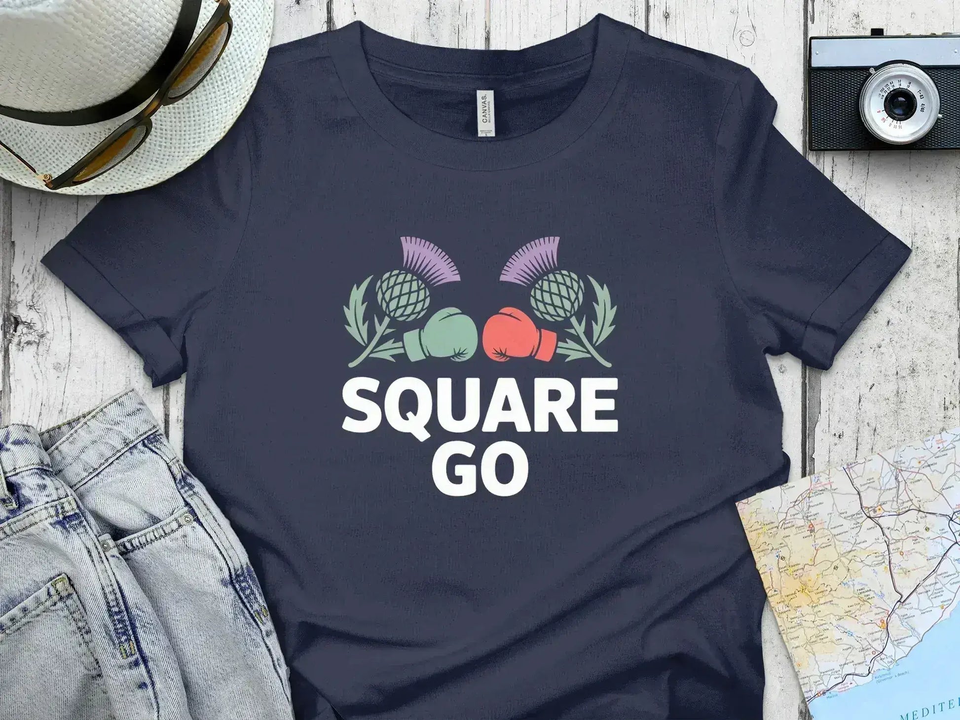 Square Go Design with Boxing Gloves and Thistles product type