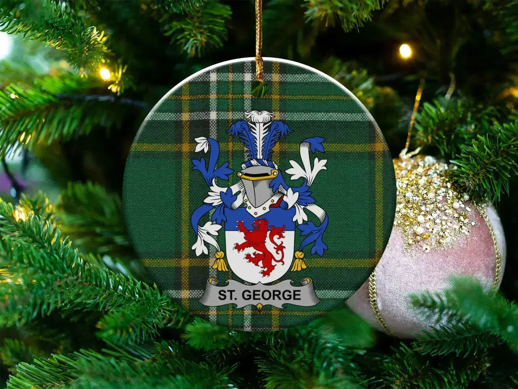 St George Family Crest Tartan Pattern Ornament