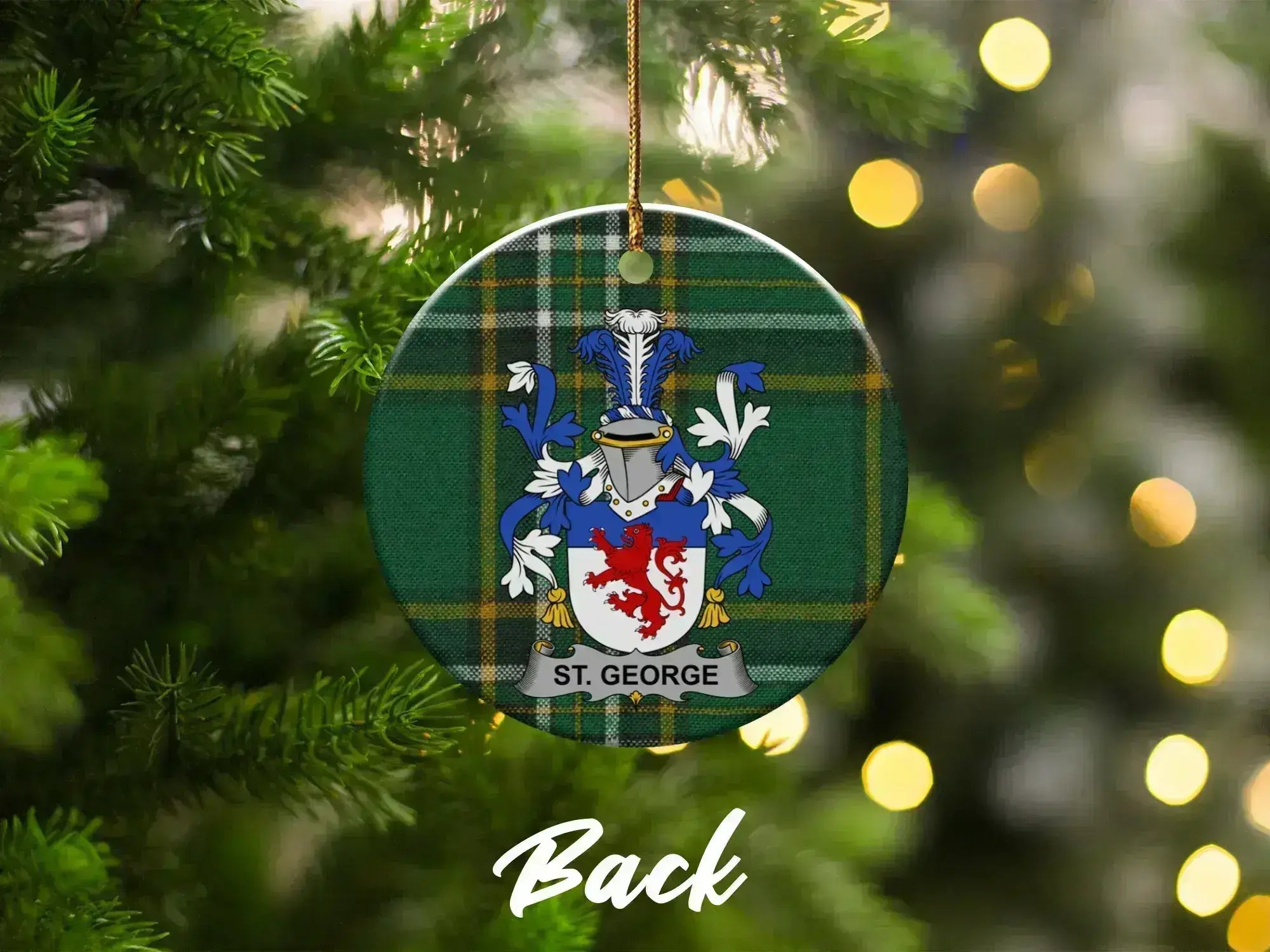 St. George Crest Plaid Personalized Circle Ornament