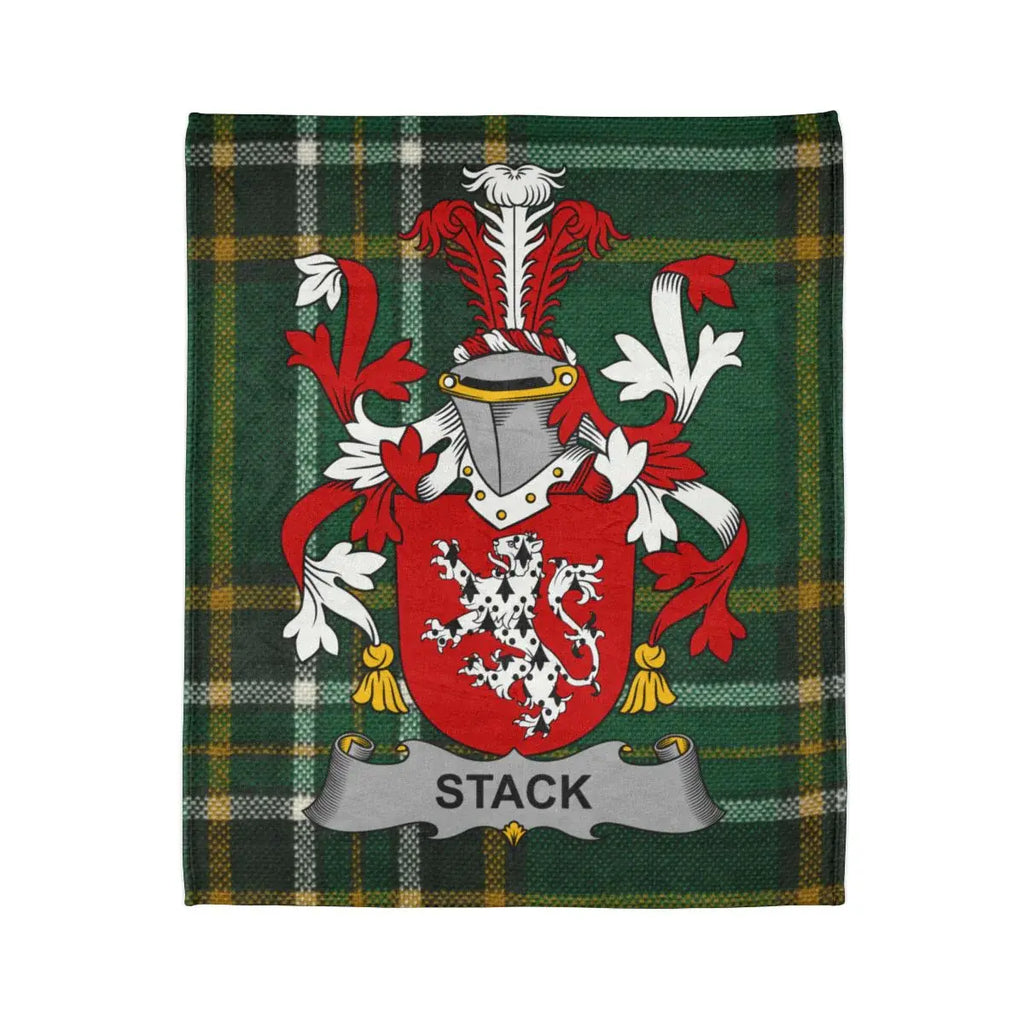 Stack Family Crest Tartan Plaid Blanket with Coat of Arms