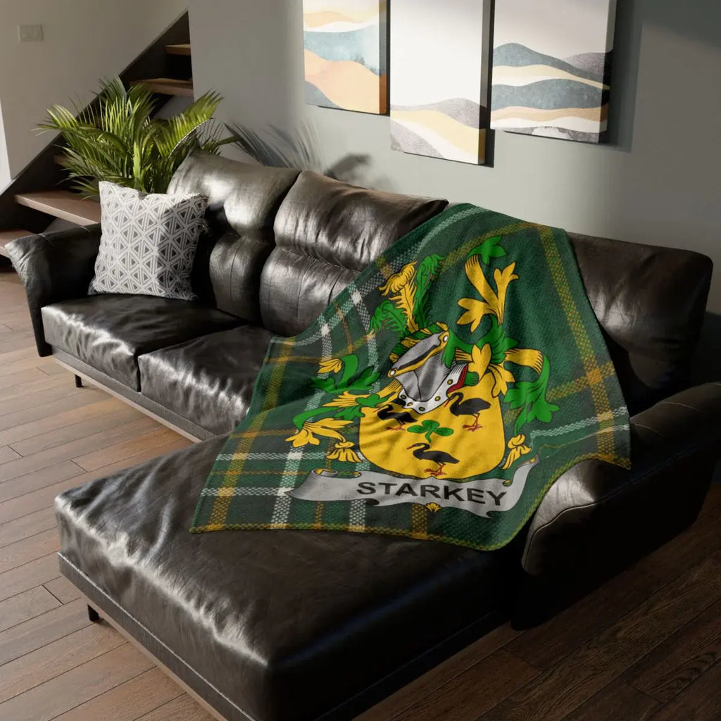Green and Yellow Starkey Tartan Blanket for Couch Decor