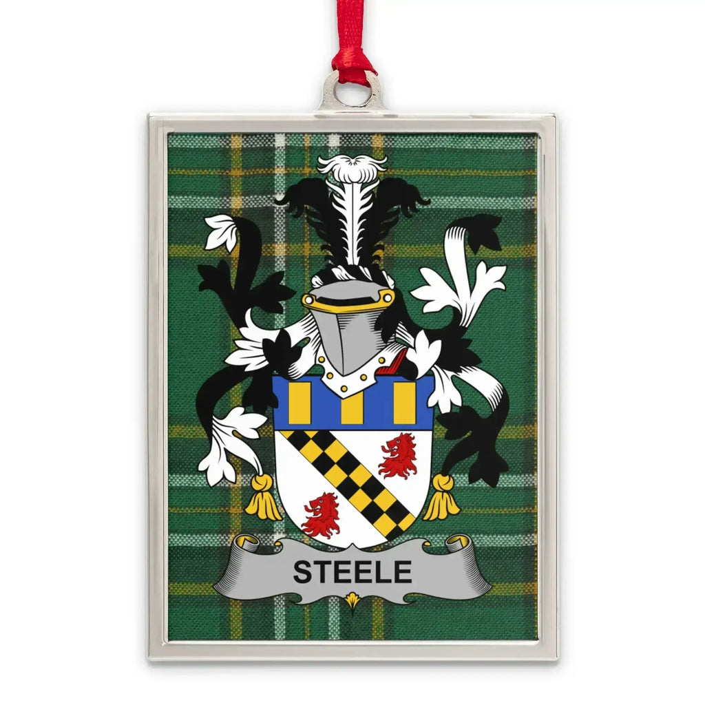 Steele Family Crest Plaid Background Ornament product