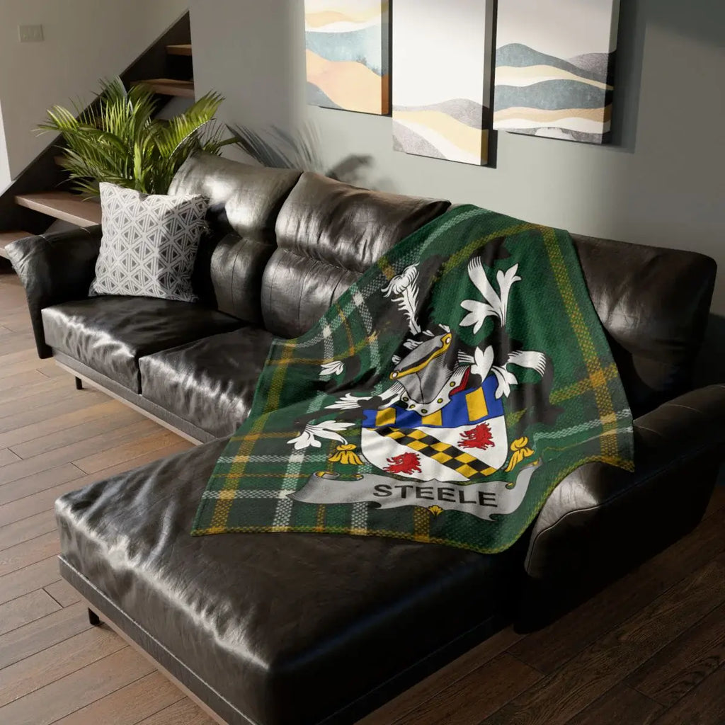 Personalized Steele Family Crest Plaid Blanket