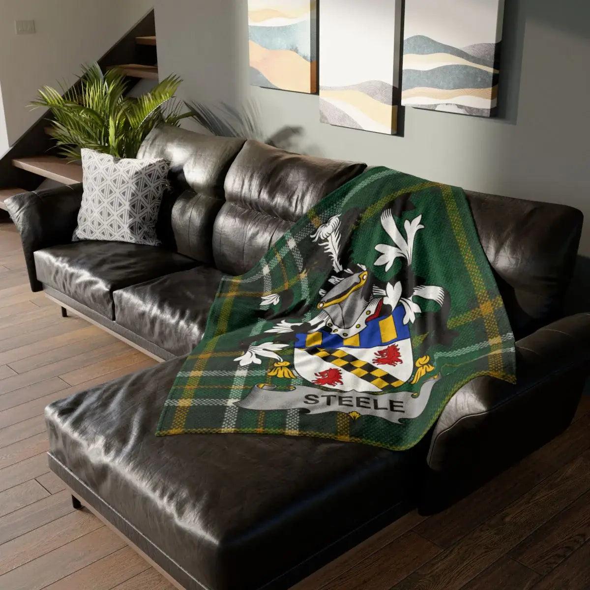 Personalized Steele Family Crest Plaid Blanket
