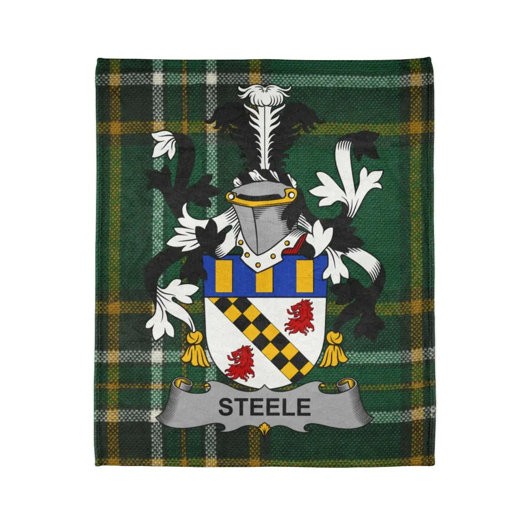 Steele Family Coat of Arms Tartan Blanket