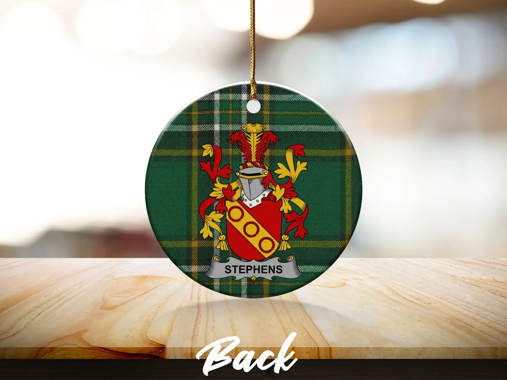 Stephens Family Crest Plaid Pattern Ornament