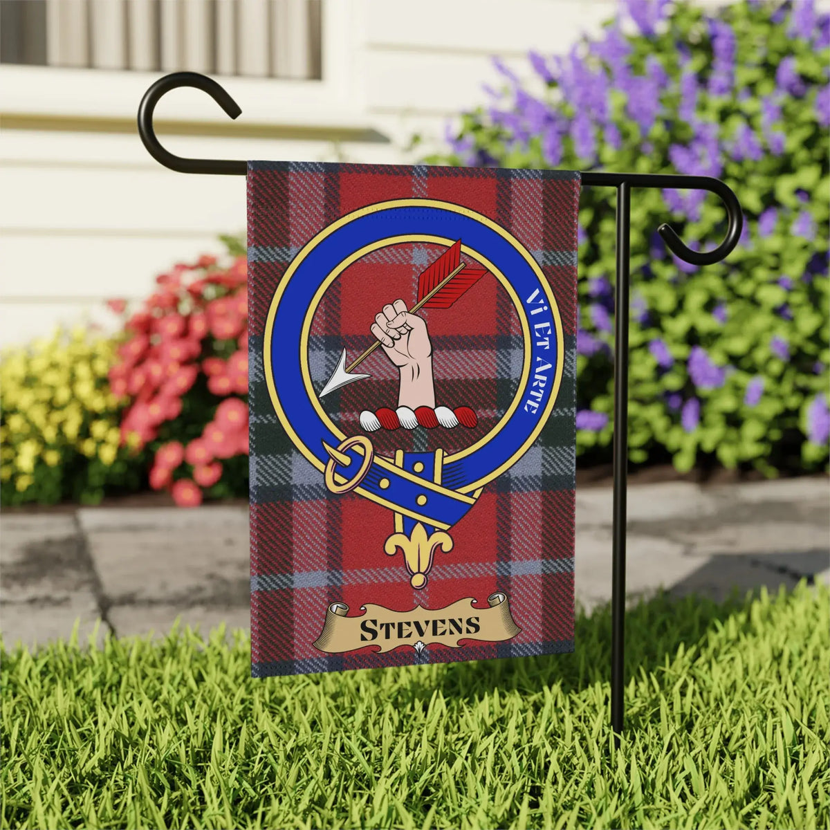 Personalized Stevens Clan Tartan Style Garden Flag