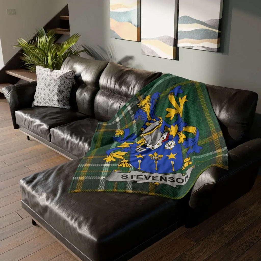 Stevenson Family Crest Tartan Plaid Custom Blanket Product